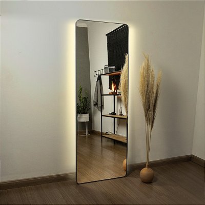 Espelho Retangular Gávea 1,70x60 cm - Preto com LED