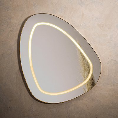 Espelho Orgânico Gávea 105x95 cm Dourado com LED Frontal