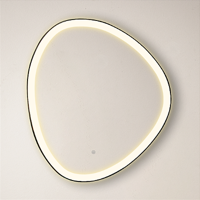 Espelho Orgânico Gávea 85x75 cm Preto - LED FRONTAL