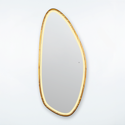 Espelho Orgânico Gávea 160x70 cm em Madeira Maciça Teca LED FRONTAL