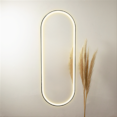 Espelho oval Tijuca 1,70x60 cm - Preto LED FRONTAL