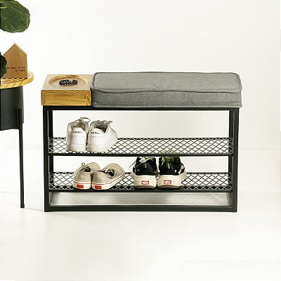 Sapateira Banco Sion Duo - Estofado Bouclé & Organizador