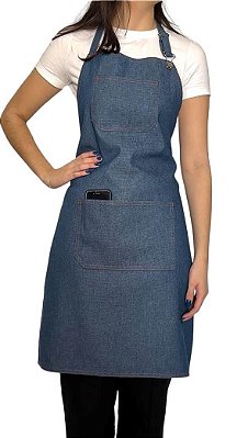 Avental  Jeans Jardineira Bolso Superior