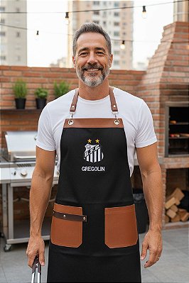 Avental Churrasqueiro Personalizado Bordado Escudo Futebol