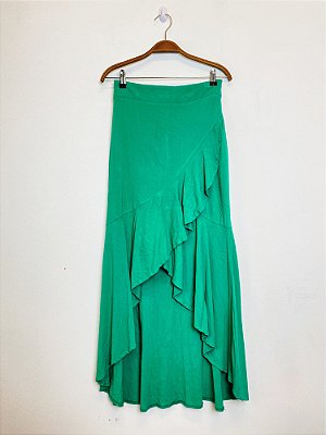 Saia Midi Verde de Viscose (38)