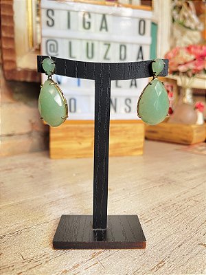Brinco Gota Pedra Verde