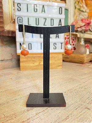 Brinco Dourado com Peróla e Pedra