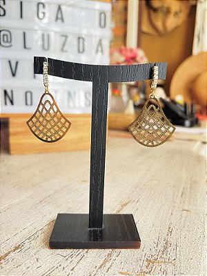 Brinco Leque Tramado Dourado