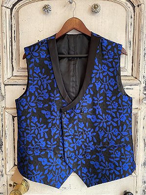 Colete estampado preto florido (G)