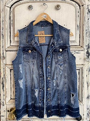 Colete Jeans Destroyed, Mix Jeans (G)