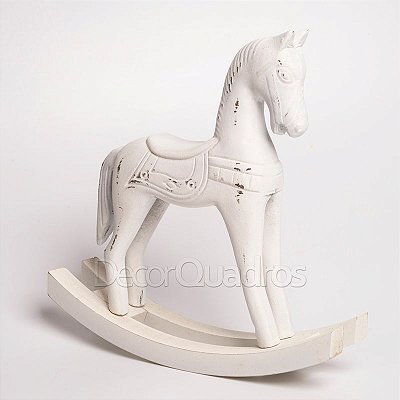 Cavalo de Balanço em Madeira - Branco