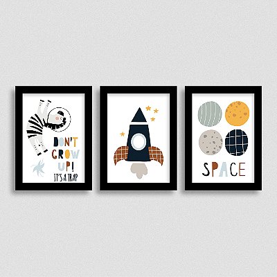 Quadro Bichinho Astronauta Quarto de Bebê