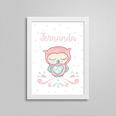 Quadro decorativo Sweet Baby Girl - Corujinha - Nome Personalizado