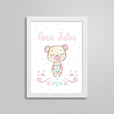 Quadro decorativo Sweet Baby Girl - Ursinho - Nome Personalizado