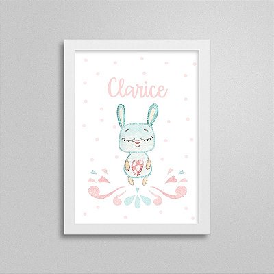Quadro decorativo Sweet Baby Girl - Coelhinho - Nome Personalizado