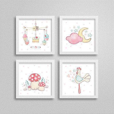 Quadros decorativos Sweet Baby Girl - Kit 8