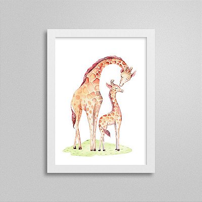 Quadro Bichinho Fofinho - Girafa e Mamãe