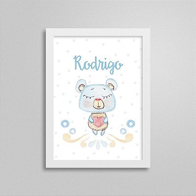 Quadro decorativo Sweet Baby Boy - Ursinho - Nome Personalizado