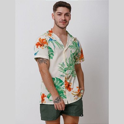 Camisa Santo Luxo Man Crepe Tropical Bege