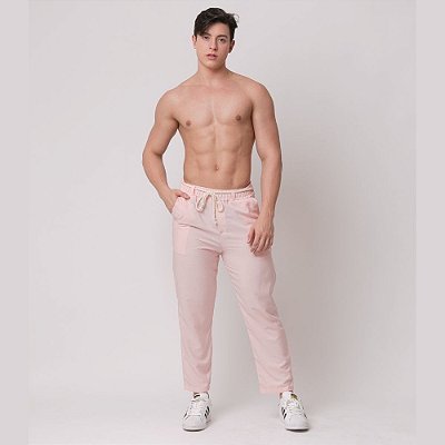 Calça Viscolinho Pantacourt Rosa Bebê