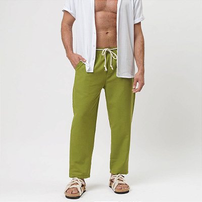Calça Linho Verde Oliva - Linha Exclusiva