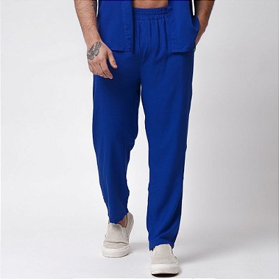Calça Viscolinho Pantacourt Azul Caneta
