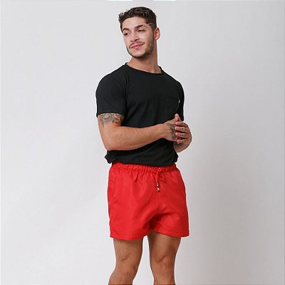 Shorts Santo Luxo Man Tactel Liso Vermelho