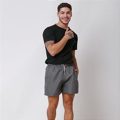 Shorts Santo Luxo Man Tactel Liso Cinza