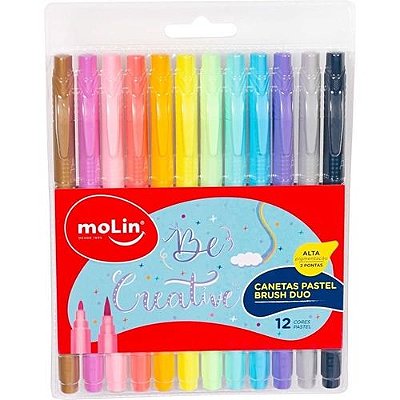 Caneta Pastel Brush C/12 Duo Ponta Feltro - Molin