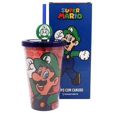 Copo 500ml C/canudo E Pingente Luigi - Zona