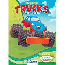 Colorir Monster Trucks Alegres - Bicho Esperto