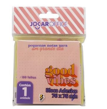 Bloco Adesivo 76x76mm 100f Good Vibes Laranj-jocar
