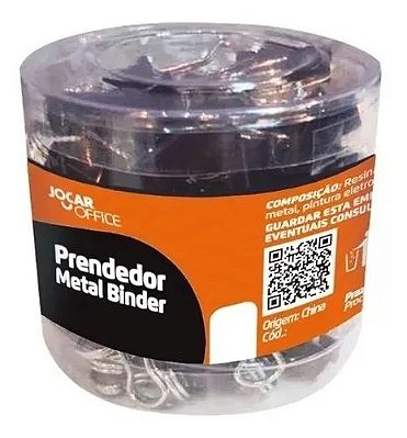 Binder Clip 32mm Cx/24 Preto - Jocar
