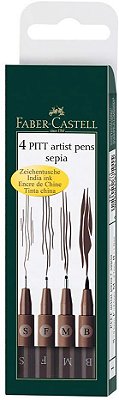 Estojo Caneta Artistica C/4 Pitt S/f Sepia - Faber