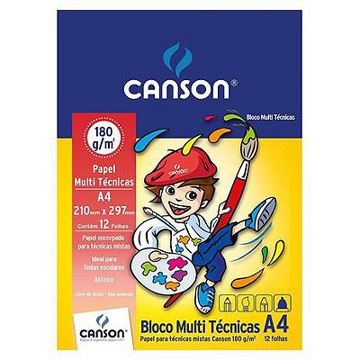 Bloco A4 180g 12f Multi Tecnica Infantil - Canson