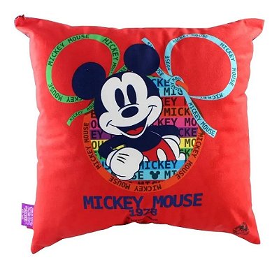 Almofada 40x40cm Fibra Veludo Mickey 90 Anos- Zona