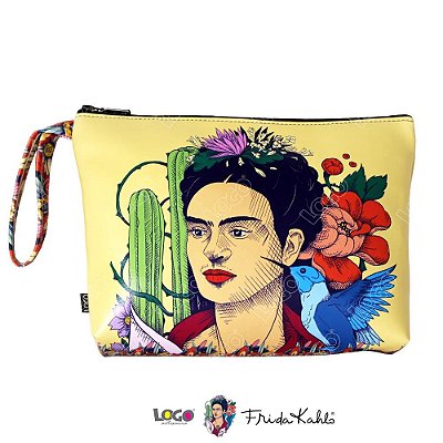 Necessaire Estampa Frida Kahlo Bege - Logo
