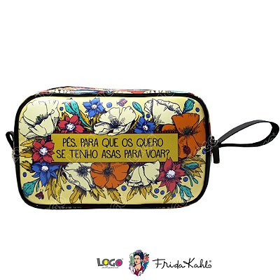 Necessaire Vivo Estampa Frida Kahlo Bege - Logo