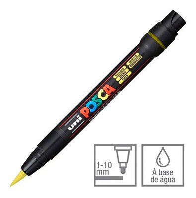 Caneta Brush Posca Amarelo - Uni