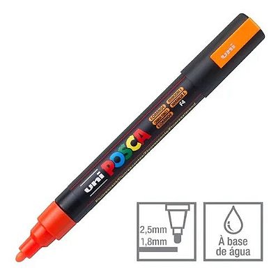 Caneta Bulled Shaped Posca 5m Fluo Laranja - Uni