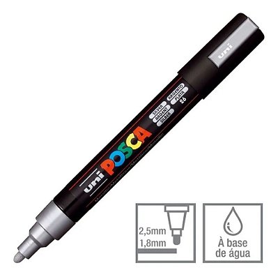 Caneta Bulled Shaped Posca 5m Prata - Uni Ball