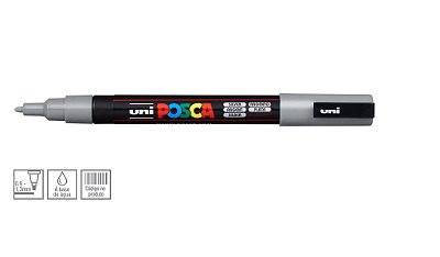Caneta Bulled Shaped Posca 3m Prata -uni