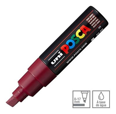 Caneta Chisel Shaped Posca 8k Vermelho Vinho - Uni
