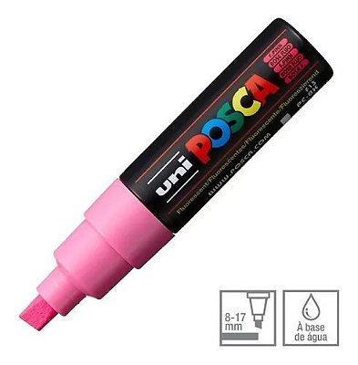 Caneta Chisel Shaped Posca 8k Fluo Rosa - Uni