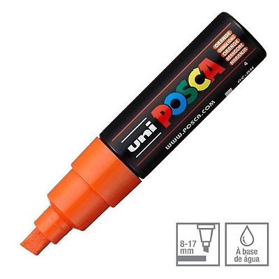 Caneta Chisel Shaped Posca 8k Laranja - Uni
