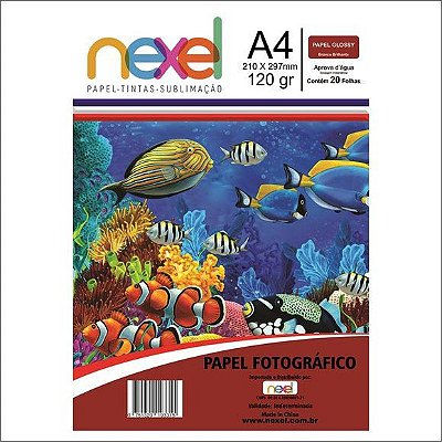 Papel Fotog A4 120g 50f Glossy Branco - Nexel