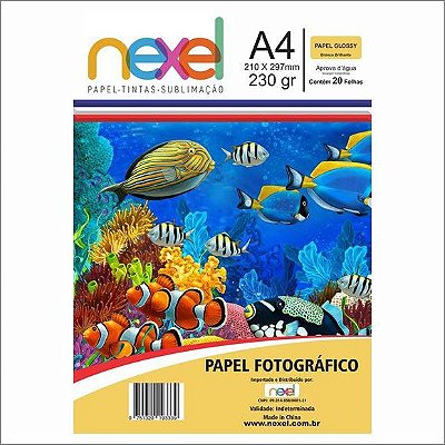 Papel Fotog A4 230g 20f Glossy Branco - Nexel