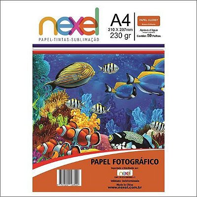 Papel Fotog A4 230g 50f Glossy Branco - Nexel