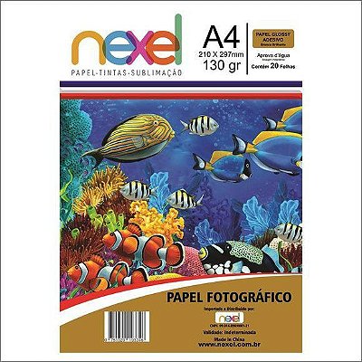 Papel Fotog A4 130g 20f Adesivo Glossy - Nexel