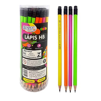 Lapis Preto C/borracha Hb Neon Sortido - Brw